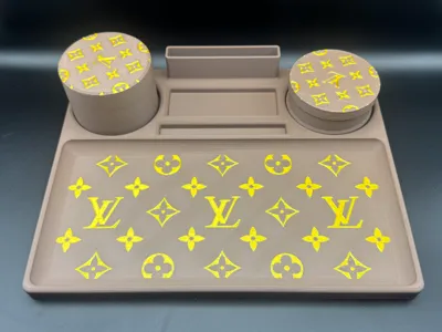 Louis Vuitton Rolling Tray w/ Jar and Grinder Set