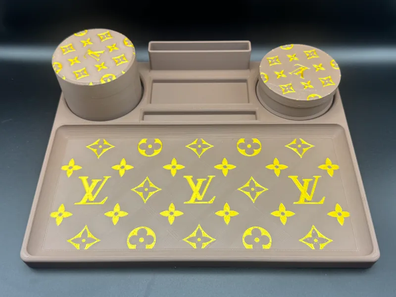Louis Vuitton Rolling Tray w/ Jar and Grinder Set