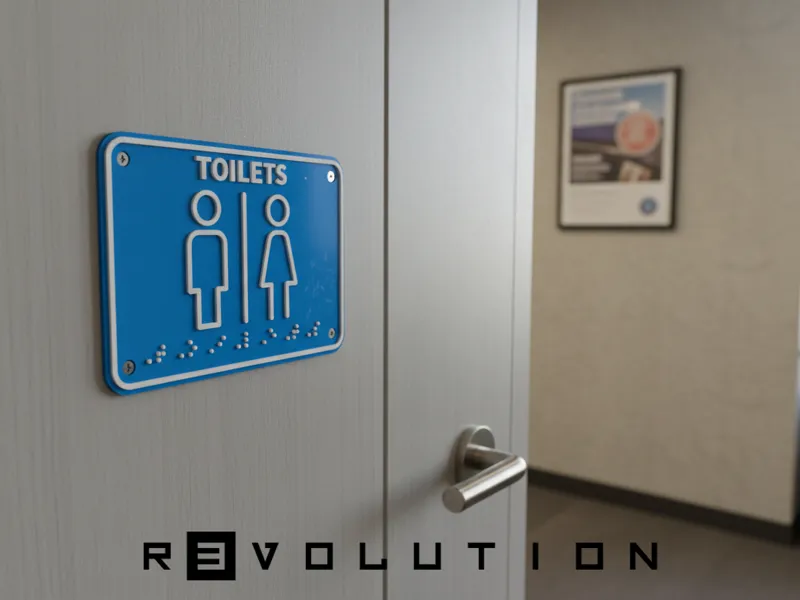 Toilet sign with Braille