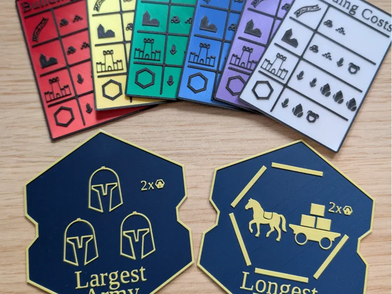 Catan 3D - cost, longest road & largest army cards