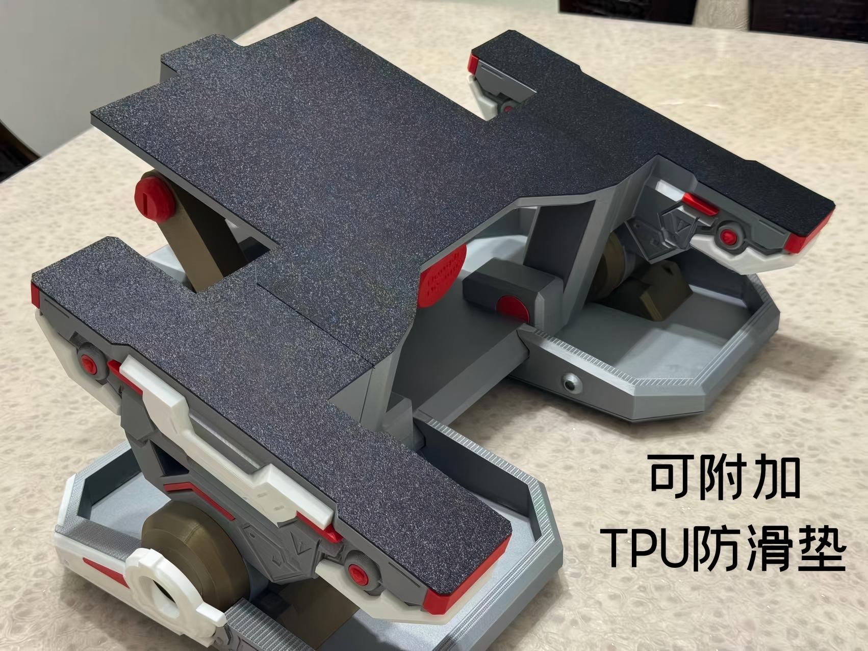 Miniatura 4 do modelo 3D 机甲风办公室脚踏垫脚凳配同款手机平板Ipad支架桌搭-角度可调节