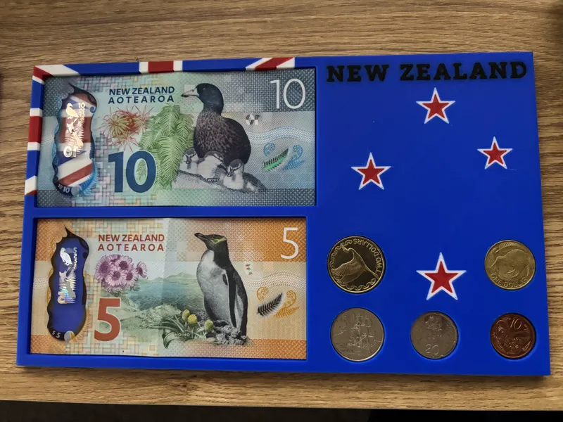 New Zealand Currency Display Tray – Notes & Coins