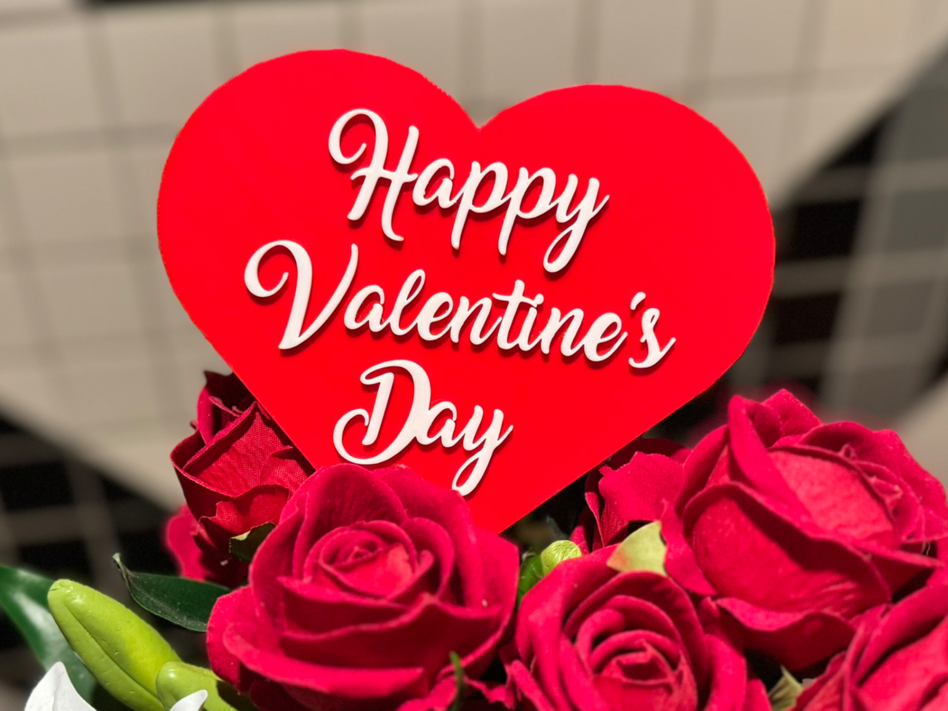 Valentine's Day Flower Card or Cake Topper