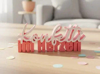 Schriftzug "Konfetti im Herzen" Fasching  Karneval