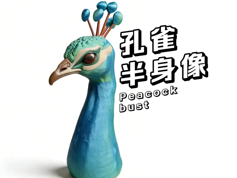 孔雀头半身像模型｜奇幻秘境装饰摆件