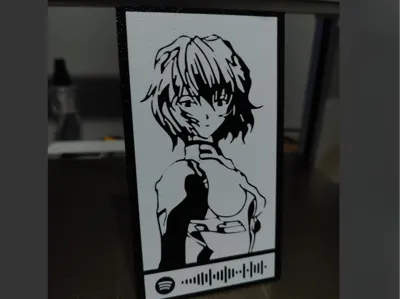 Rey Ayanami Silhouette with Spotify code