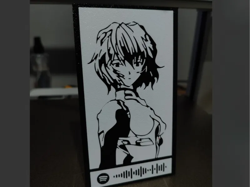 Rey Ayanami Silhouette with Spotify code