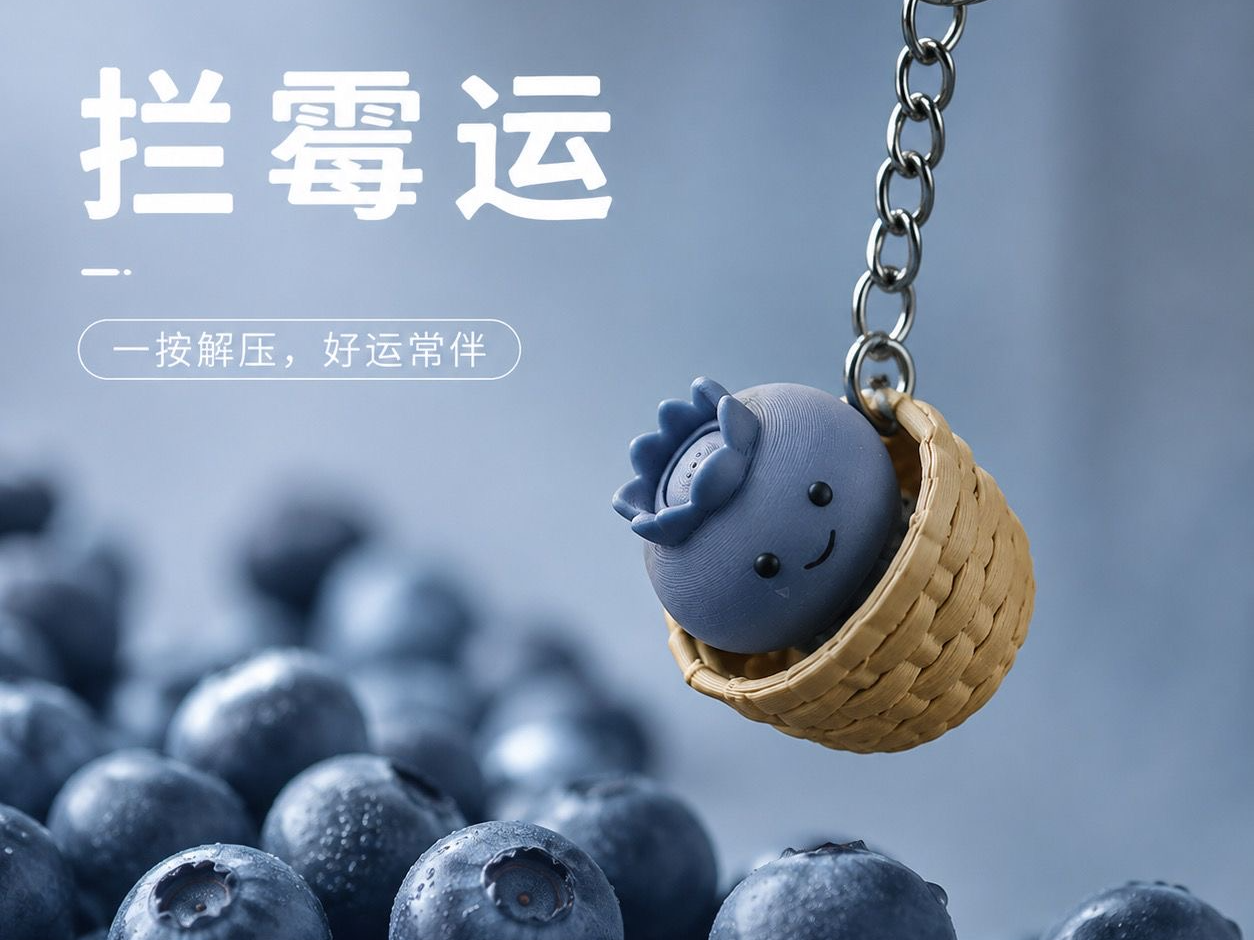 拦霉运蓝莓宝宝挂件钥匙扣按键解压点击器玩具 - 1