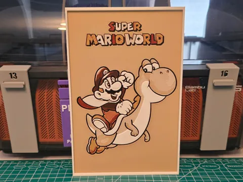 Cuadro decorativo en 3D: Super Mario World Game Poster - Hueforge Art — referencia de MakerWorld