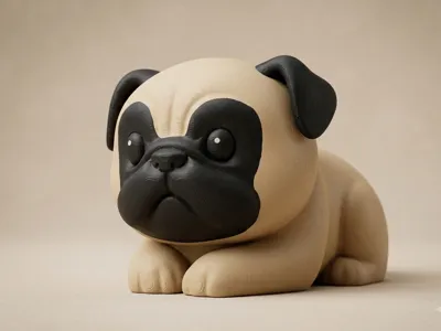 Chubby Pug Keychain / Desk Companion
