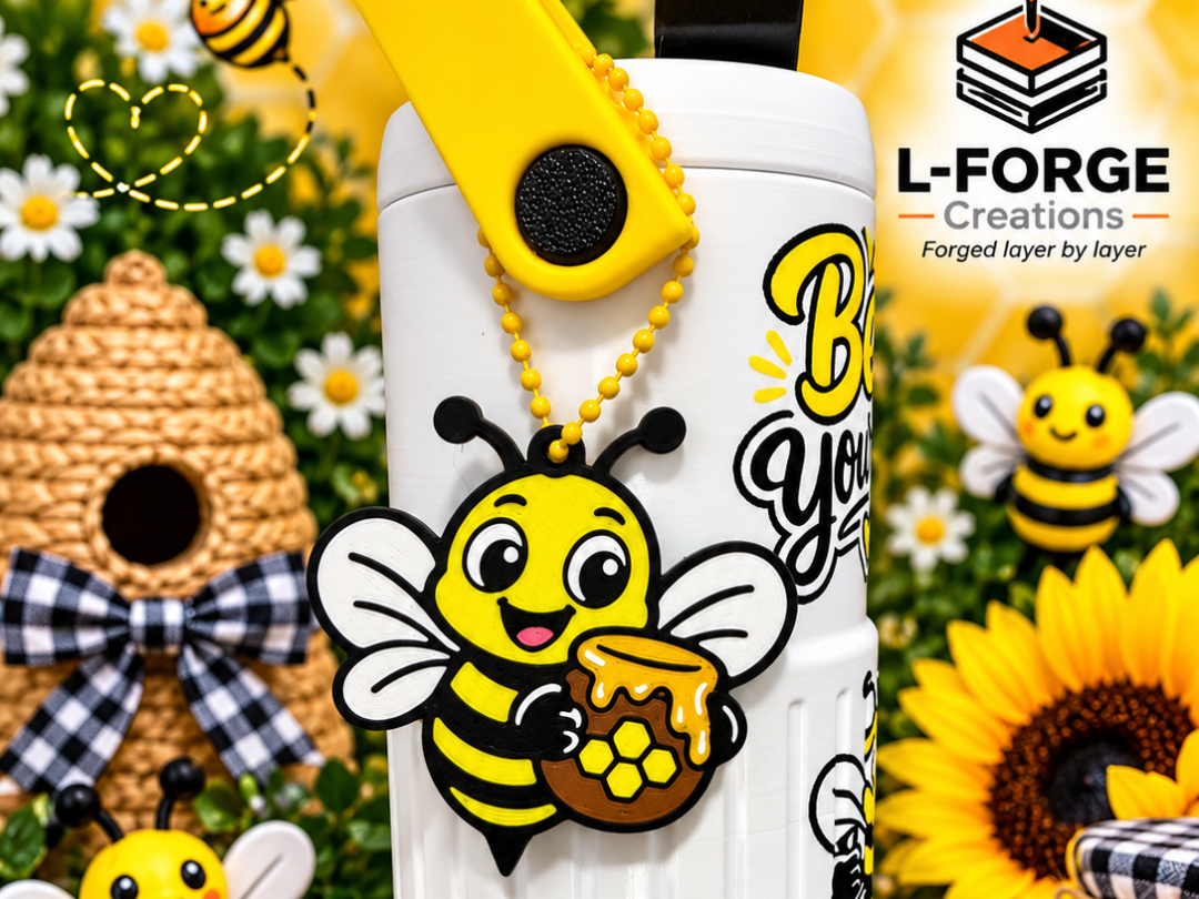 Bee with Honey Pot Keychain 3D model