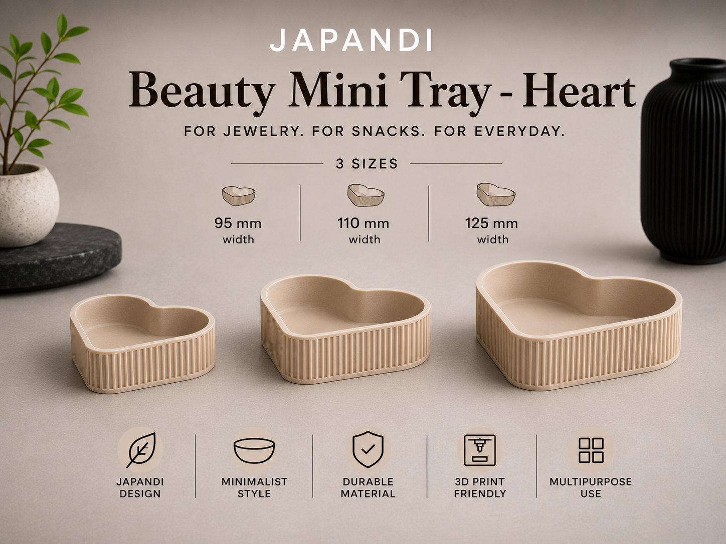Japandi Beauty Mini Tray – Heart