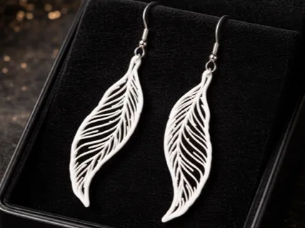 Elegant Feather Earrings (.2mm Optimized)