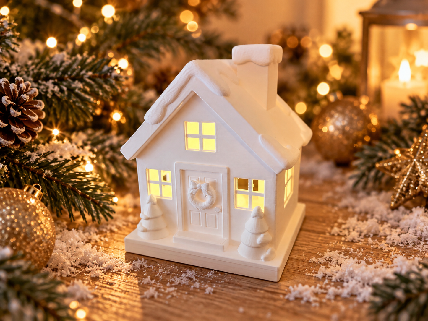 Christmas House with LED tealight – Winter home - 1