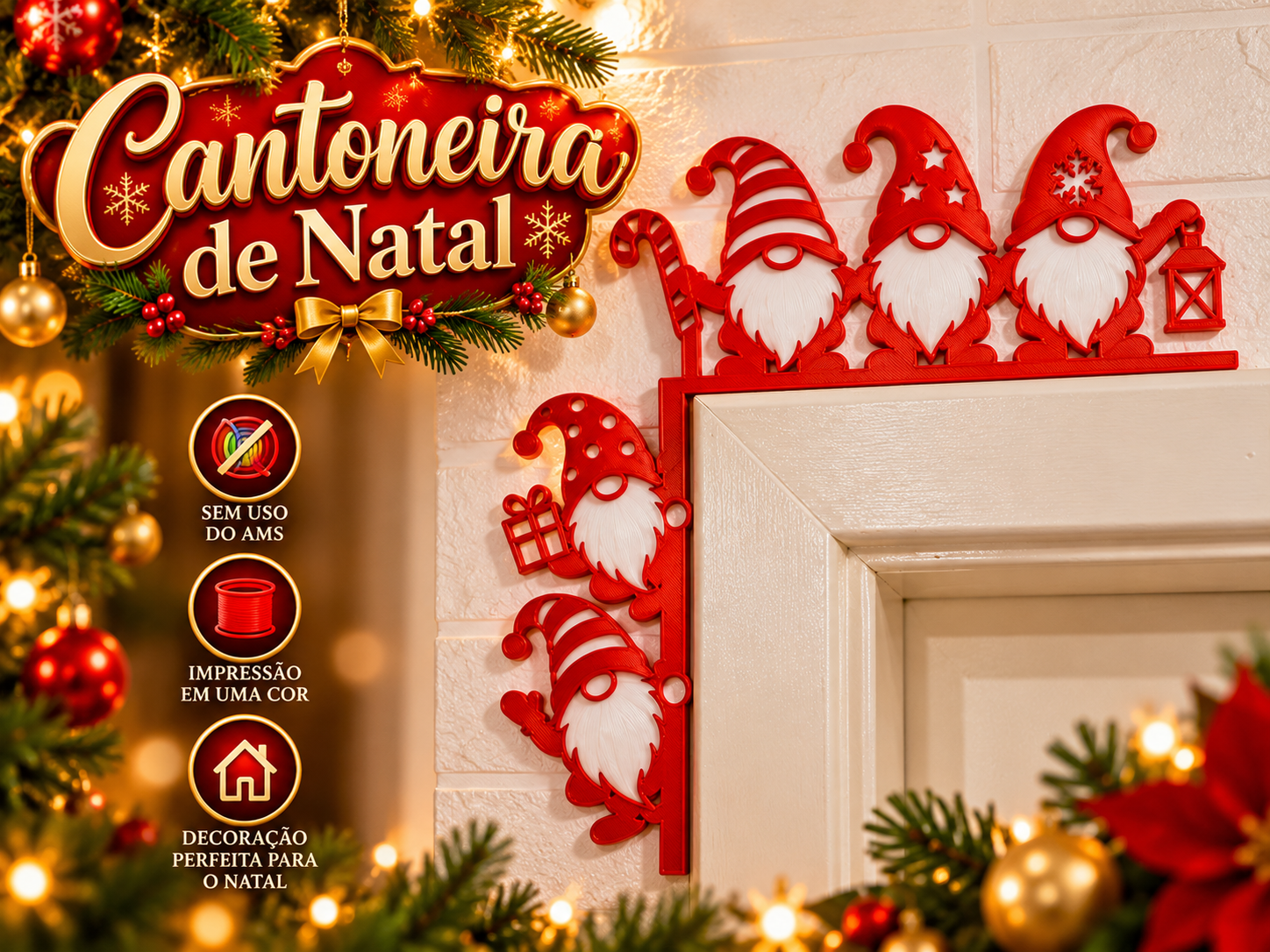 Gnomos Encantados de Natal | Cantoneira Decorativa - 1