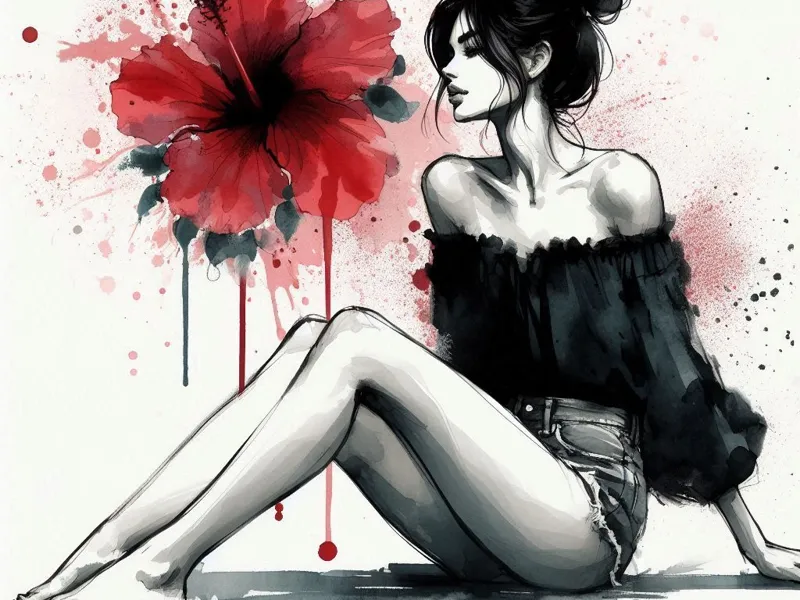 Girl with red flower Hueforge