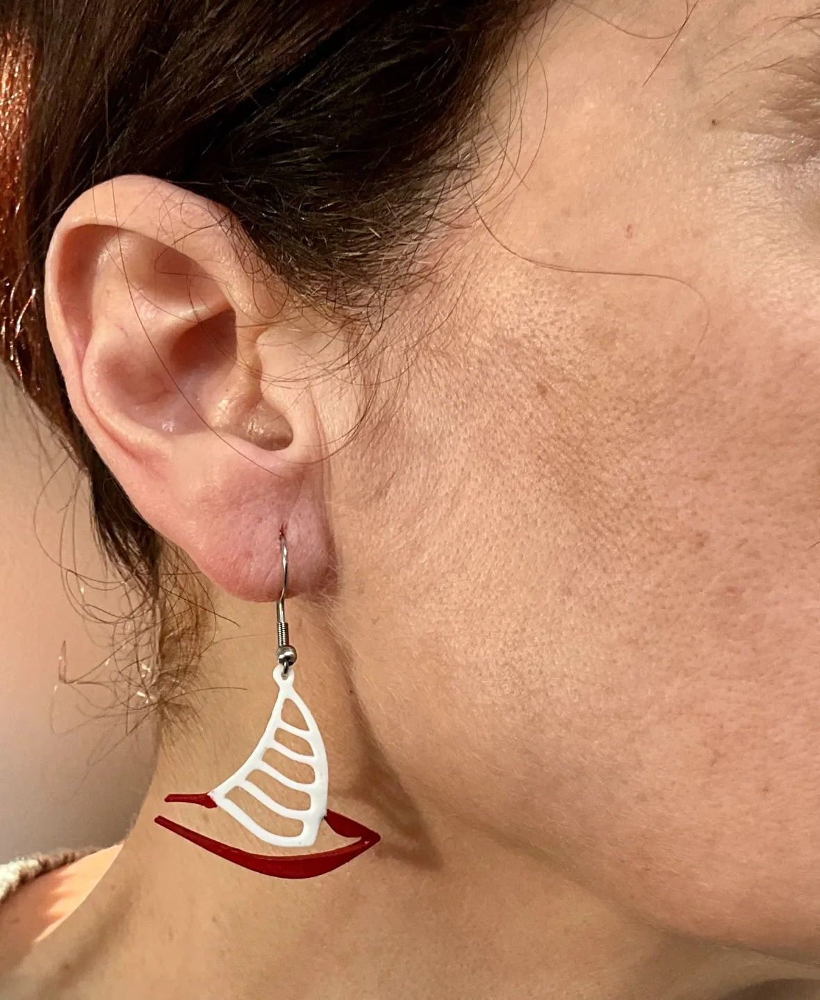 Sailboat design earrings view 4