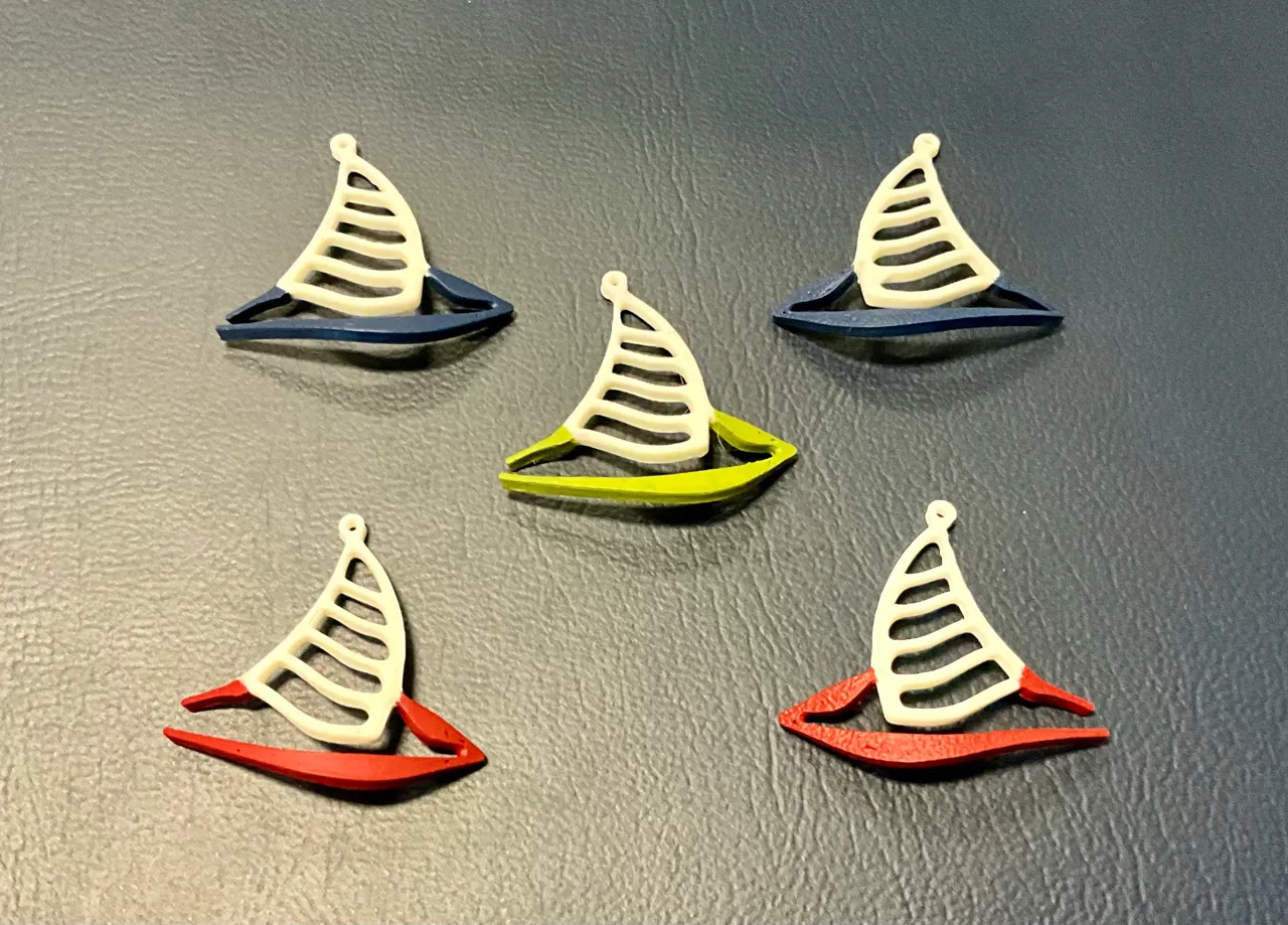 Sailboat design earrings view 2