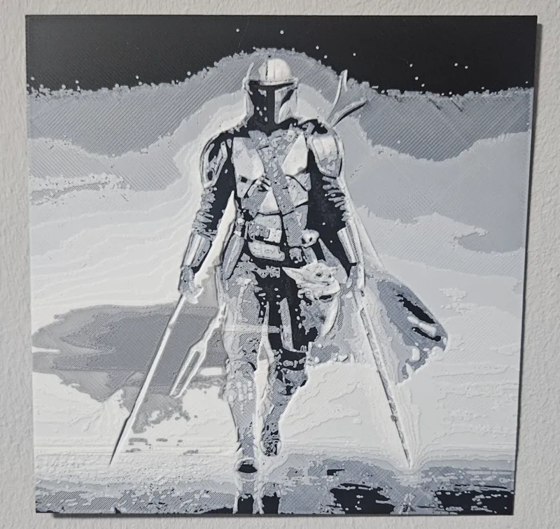 Star Wars Mandalorian with Grogu - Hueforge