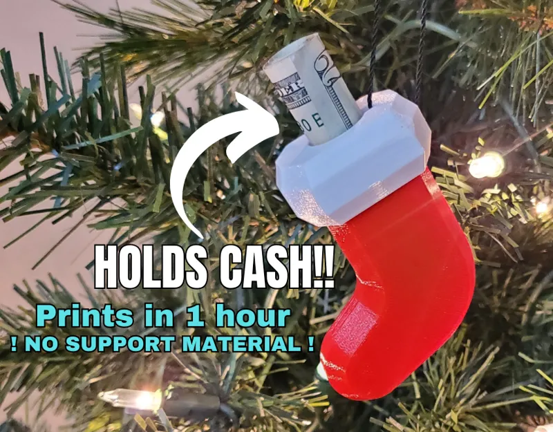 Stocking Money Ornament - Christmas Cash Ornament