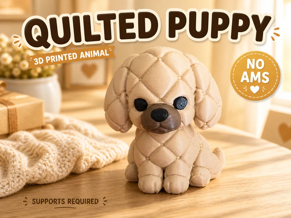 Accesorio para impresora 3D: Quilted Puppy Dog Figurine | Multi-Part No AMS. Referencia del modelo original.