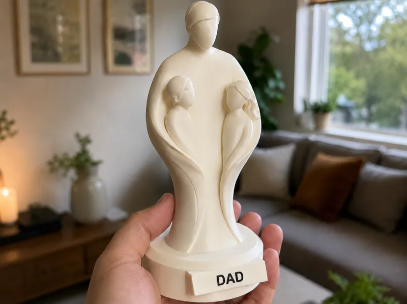 Father family trophy with kids