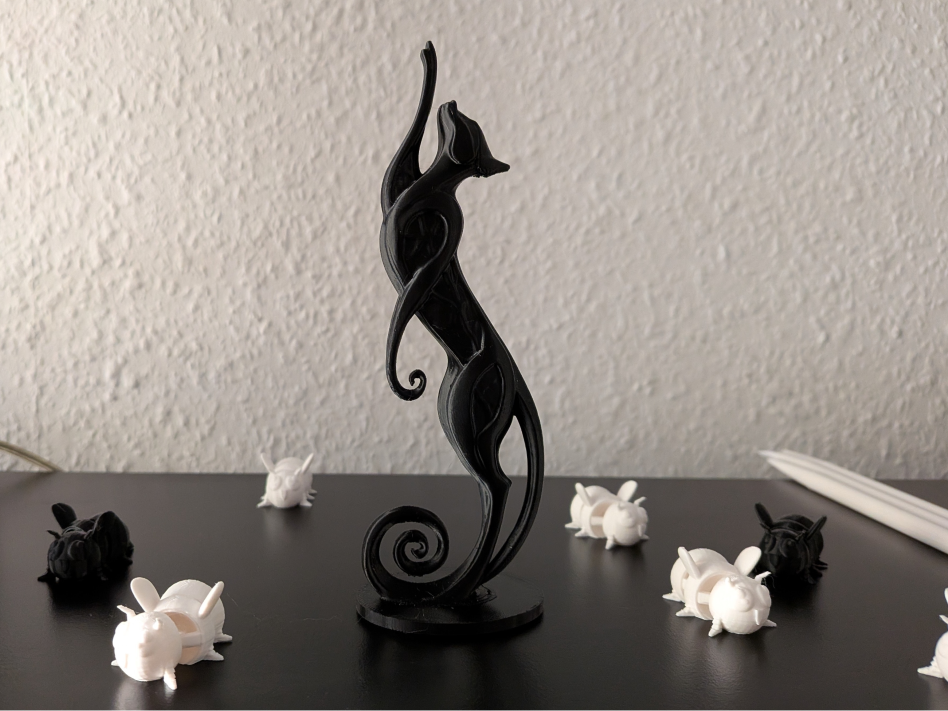 Serpentine Cat Seahorse Sculpture