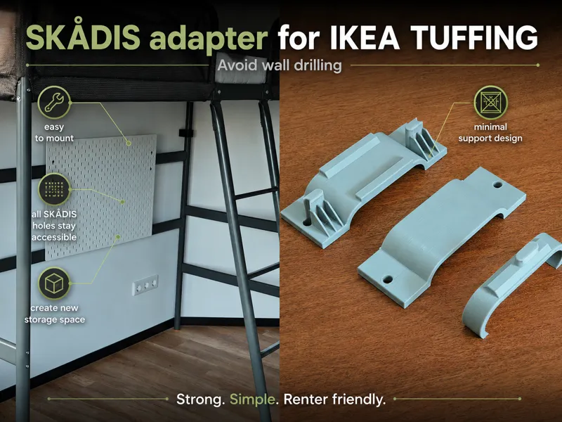 Skadis adapter for IKEA Tuffing (without drilling)