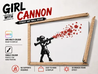 3D Street Art Girl with Cannon