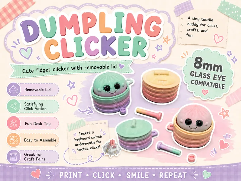 Dumpling Fidget Clicker - 8mm glass eye compatible