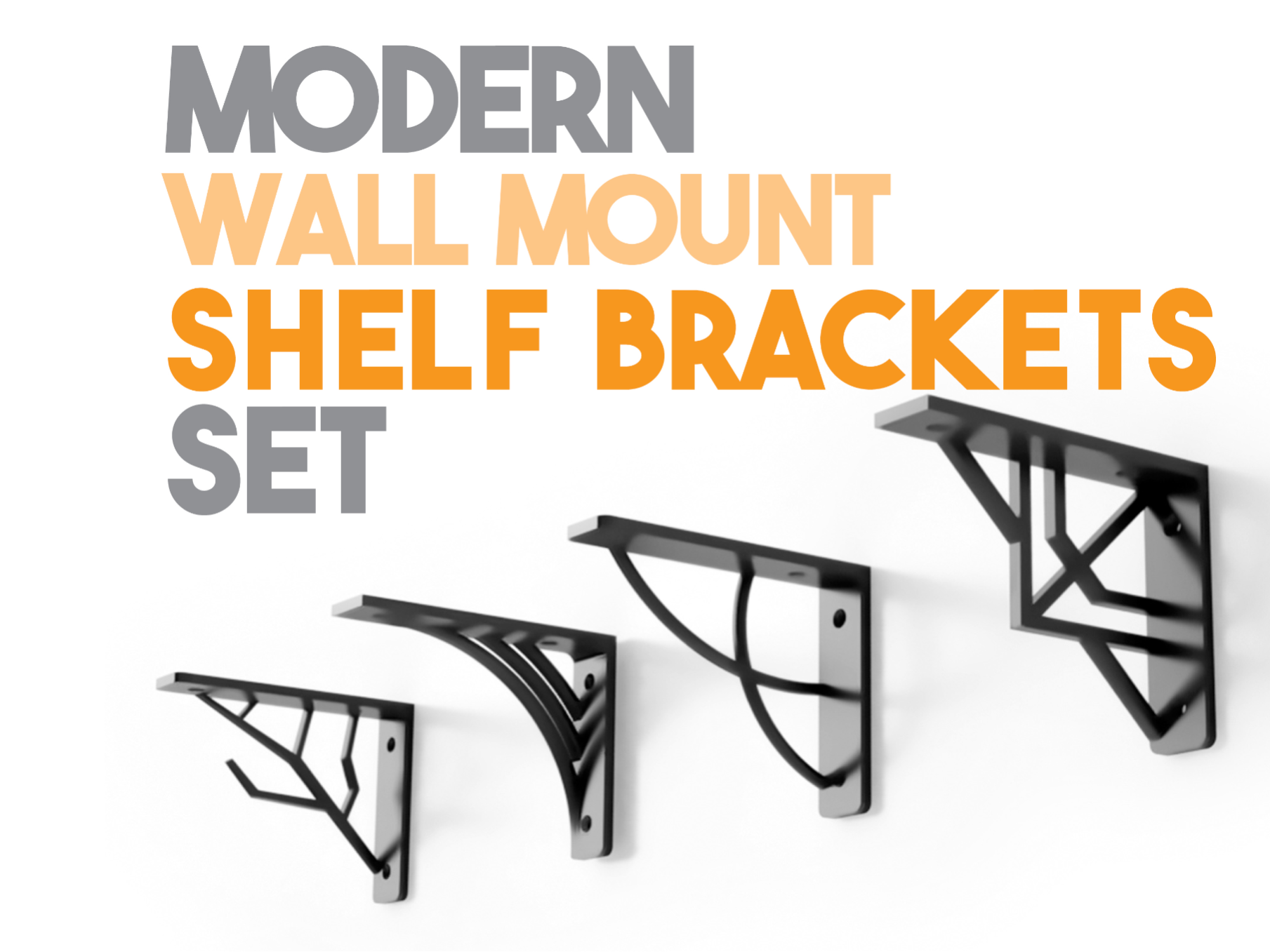Modern Shelf Wall Mount Brackets SET 120x100x20  