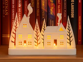 Decorative Christmas houses with tealight candles