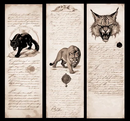 Set of 3 Bookmarks - Recreations of Historical Notes on Wild Big Cats ...