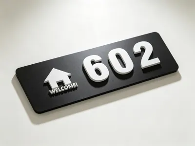 Minimalist 3D house numbers, including pre-plated numbers for hotel rooms, guesthouse rooms, and private rooms, as well as household door numbers