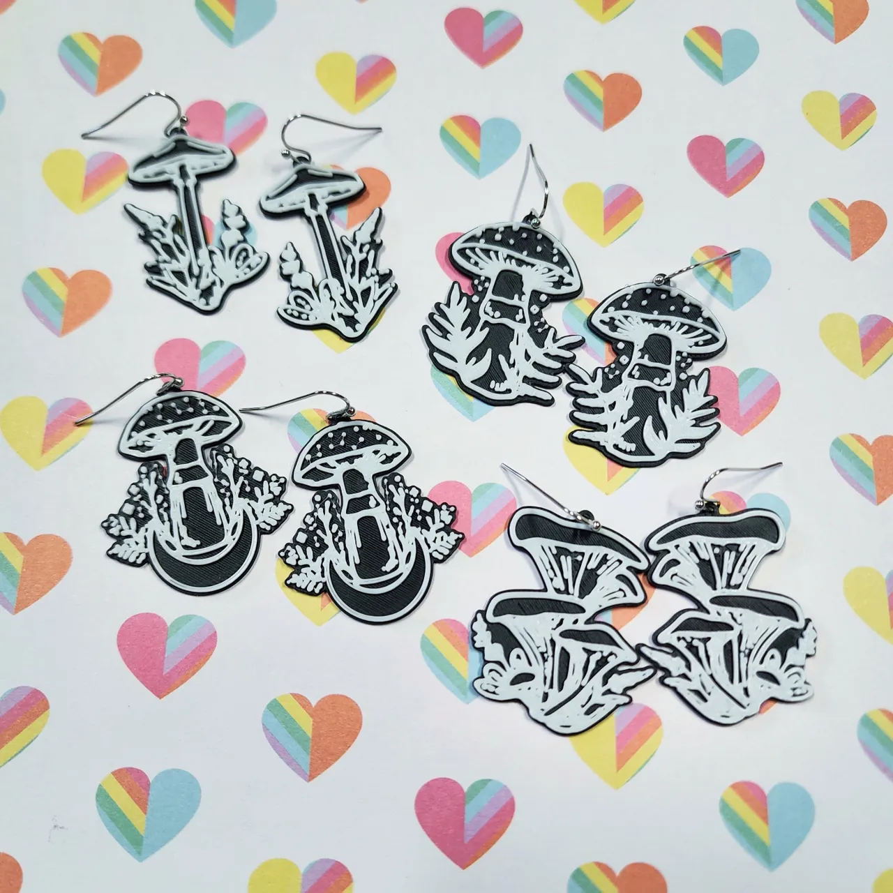 Mushrooms & Moons Earrings Set 2, Quick Print view 3