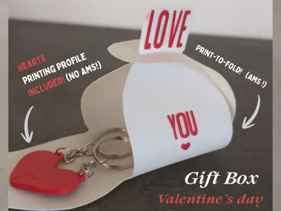 Gift Box + Keychain Valentine - (Print to Fold)