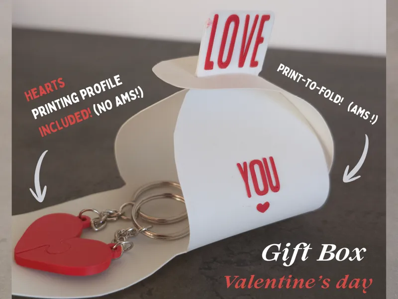 Gift Box + Keychain Valentine - (Print to Fold)
