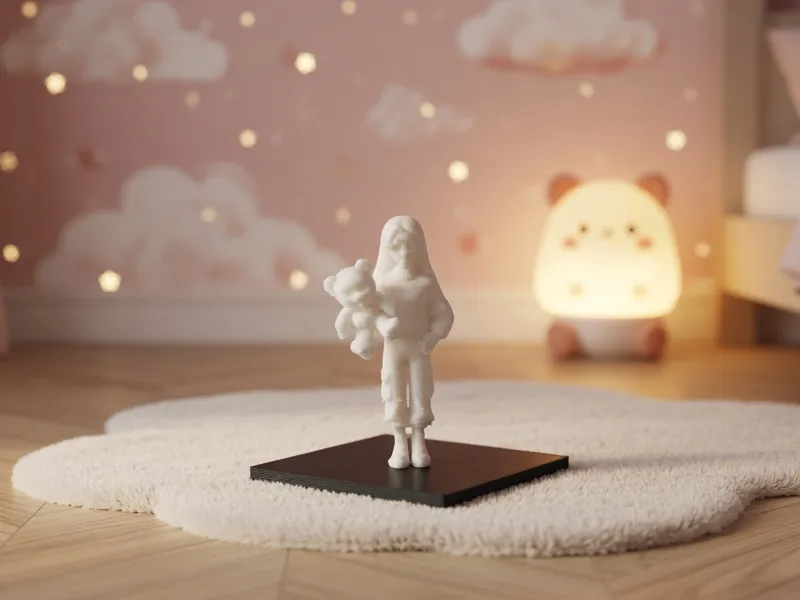 figurine jeune femme et son ours en peluche 1/64