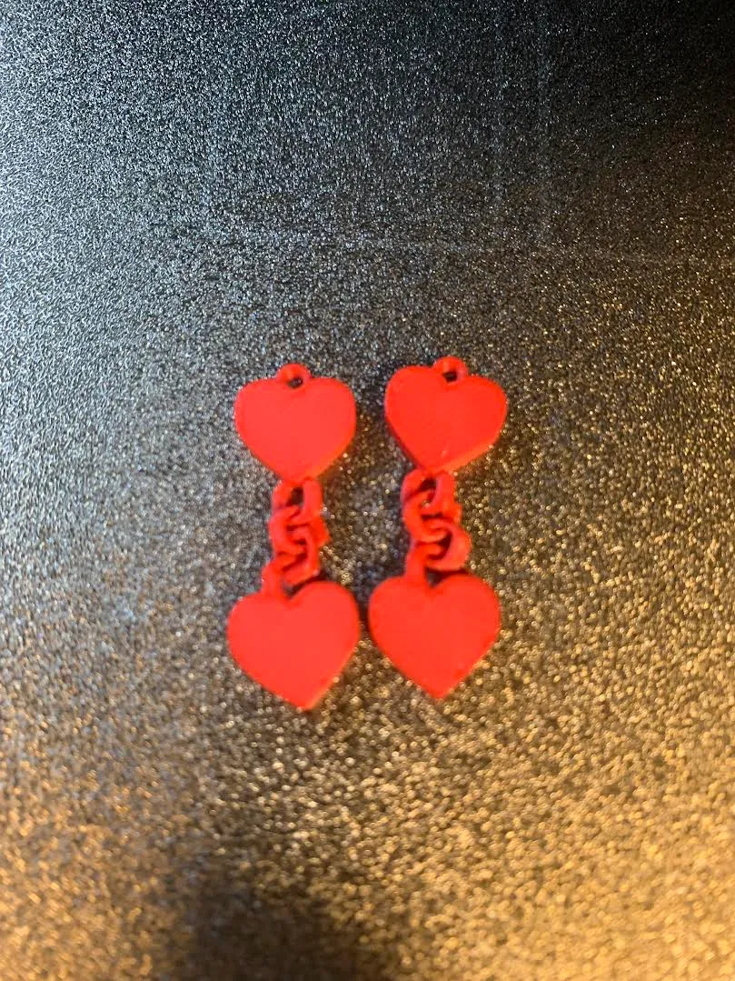 Dangling Two Heart Earrings view 2