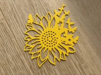 Decorative Sunflower with Butterflies – Wallart