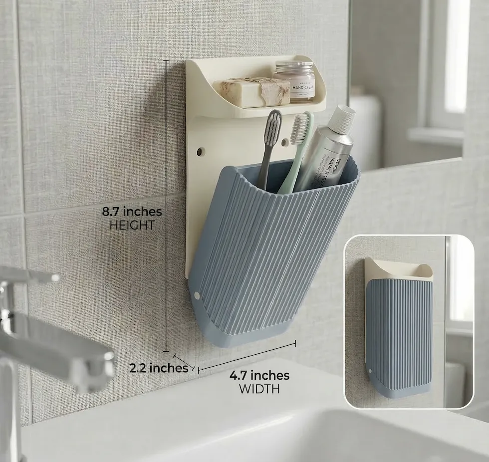 NAMI Wall-Mounted Bathroom Caddy Fluted Organizer view 2