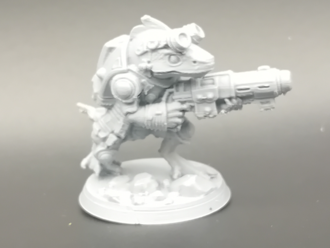 Grimdark scifi lizardman warrior with laser gun 