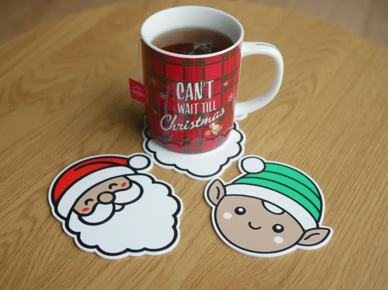 Christmas coaster Santa and Elf