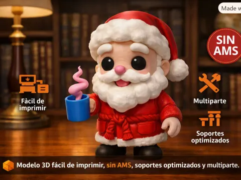 Figura decorativa: PAPA NOEL CON SU CHOCOLATE — referencia de MakerWorld