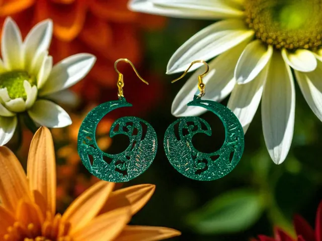 Floral comma earrings