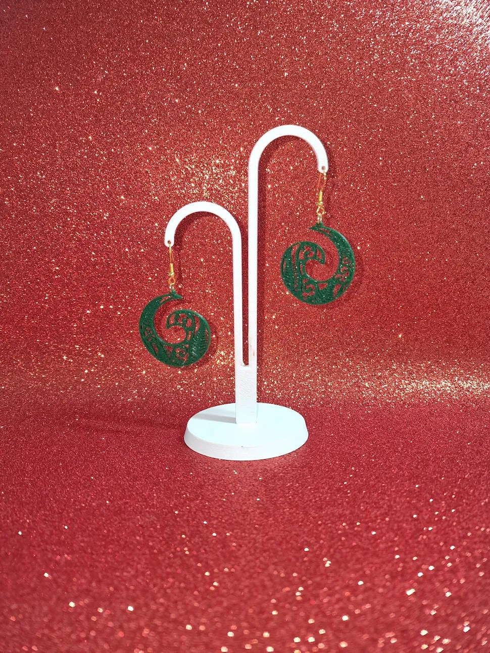 Floral comma earrings view 3
