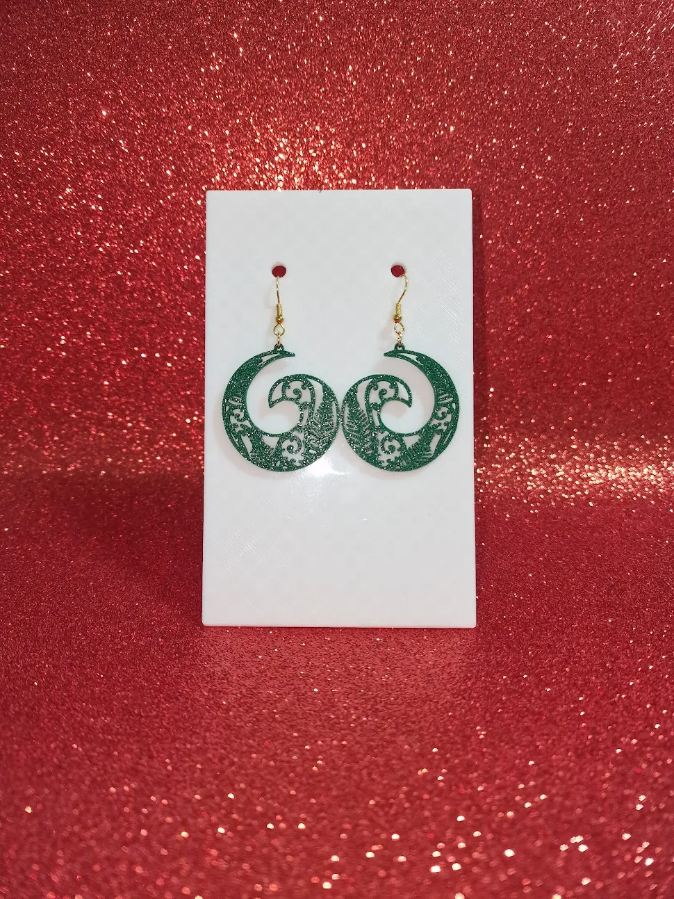 Floral comma earrings view 2