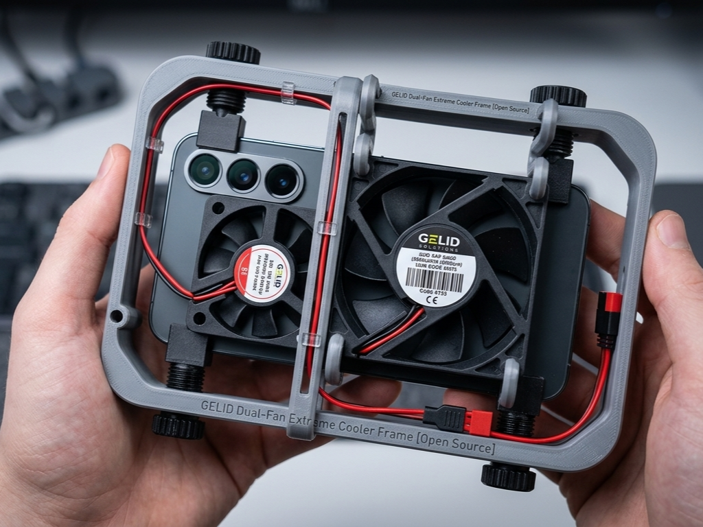 Cyberpunk phone cooler for streamers and vloggers