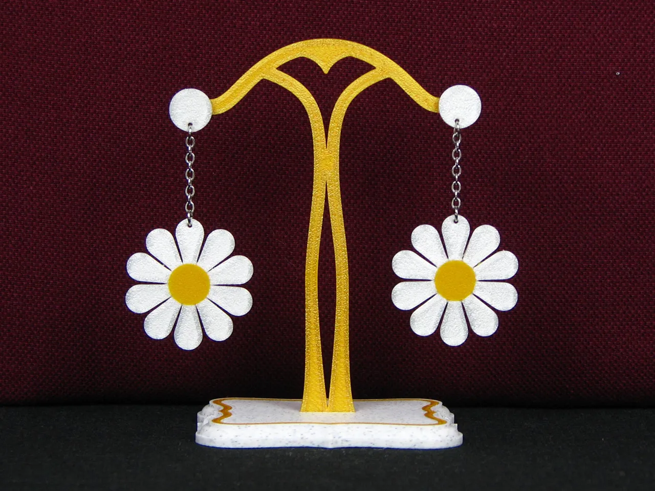 Earrings - white flowers view 2
