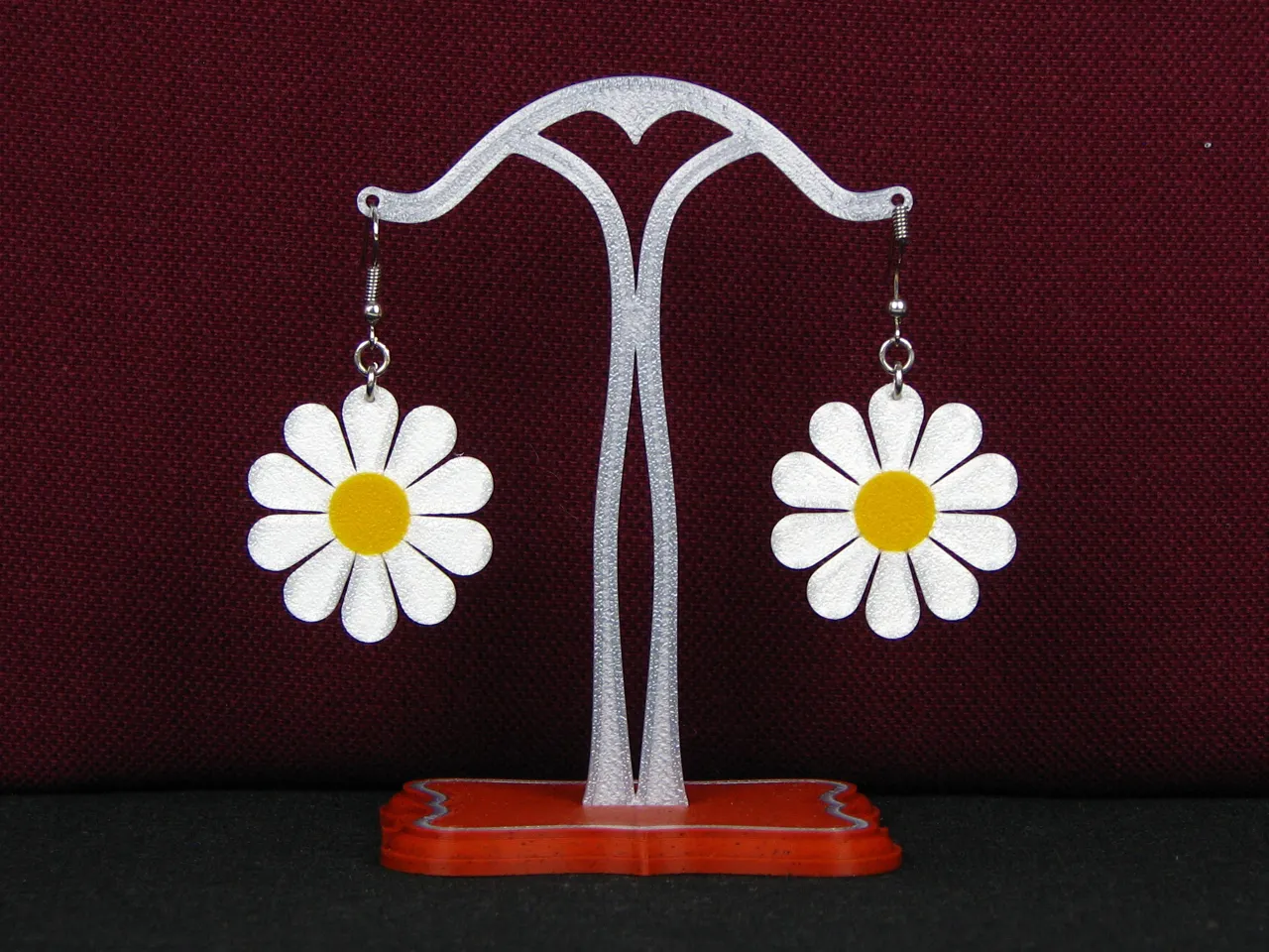 Earrings - white flowers view 3